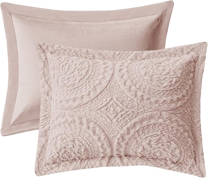 Madison Park Ultra Soft Luxury Premium Plush Comforter Mini Modern All Season Down Alternative Bedding Set with Matching Sham, Twin, Blush