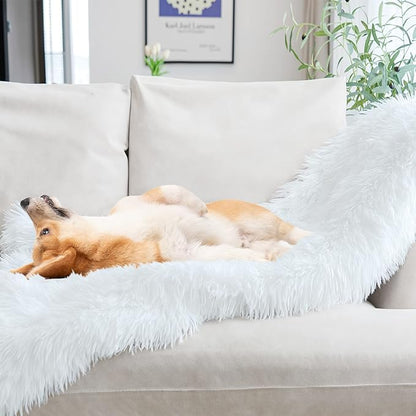 JONIYEAR Extra 2.8" Long Hair Fluffy Faux Fur Throw Blanket 50" x 60", Luxury Soft Decorative Fuzzy Furry Blankets for Couch, Cozy Plush Shaggy Blankets for Sofa Bed,Cute Lovely Blanket for Pet, White