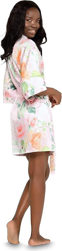 Turquaz Women's Bride Bridesmaids Silky Robe Satin Kimono Robes for Women Lingerie