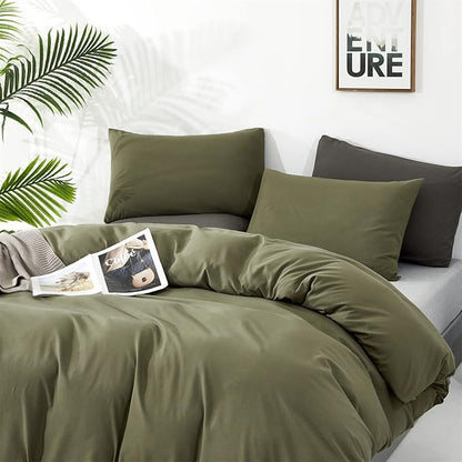 CLOTHKNOW Olive Green Queen Comforter Set Green Bedding Comforter Sets Soft All Season Dark Green Comforter with 2 x Pillow Cases