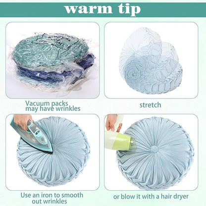 Yerliker 6 Pcs Floor Pillow Cushions 15inch Round Velvet Throw Pillows Colorful Flexible Cushions Alternative Pillows for Couch Chair Living Room Bedroom Home Office Decor(Blue Color)