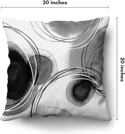 Americanflat 20x20 Throw Pillow with Sewn-in Insert - All-in-One Decorative Pillows - No Cover Needed - Soft and Durable Cushion for Bed or Sofa - Polyester - Black and White