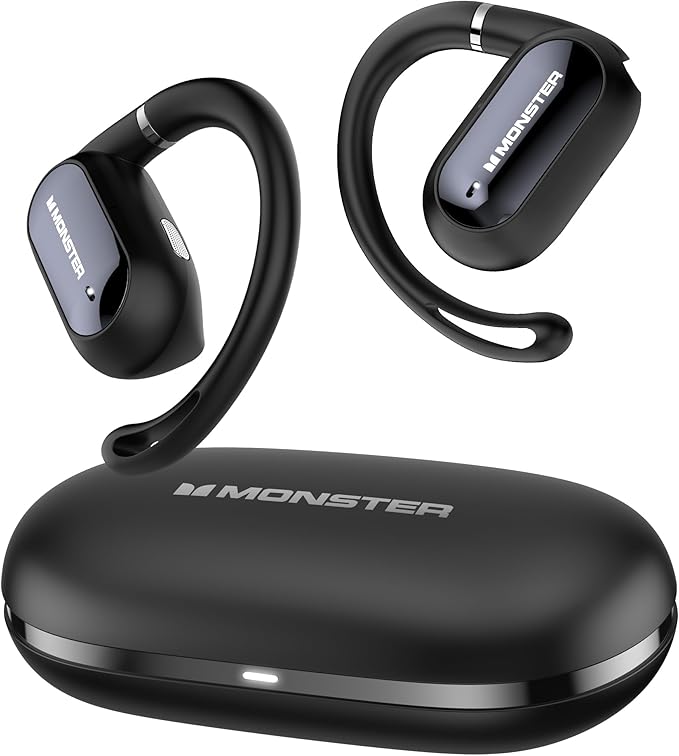 Monster Open Ear AC322, Bluetooth 5.4, 36H Battery Life, IPX5 Waterproof, Clear Communication, Ergonomic Design, Ear Angle Adjustable