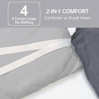 MUXHOMO King Size Comforter Set, All Season Ultra Soft Down Alternative Bedding - 3 Piece Lightweight Bed Set Includes 1 Comforter (104"x90") and 2 Pillow Shams (20"x36"), Light Grey