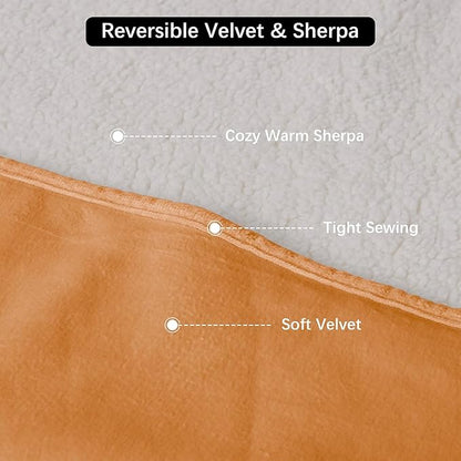 Waterproof Blanket for Bed, Leak Proof Dog Blankets for Couch Sofa Protection, Reversible Pet Sherpa Throw Furniture Protector Machine Washable(60"x80",Orange)