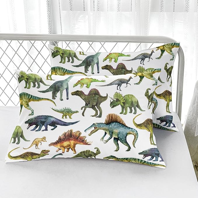 Dinosaur Comforter Sets Queen，Dinosaur Printed Quilt Set for Bedroom Soft Microfiber All Season Print Quilt Set with 1 Comforter and 2 Pillow Case