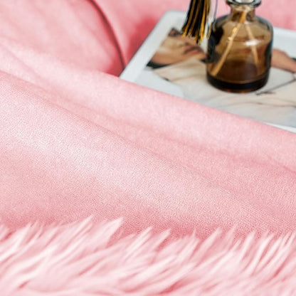 JONIYEAR Oversized Decorative Fluffy Faux Fur Throw Blanket Twin Size 60" x 71", Soft Luxury Lightweight Furry Blankets, Accent Cozy Shaggy Plush Fuzzy Blankets for Bed,Thick Warm Winter Blanket, Pink