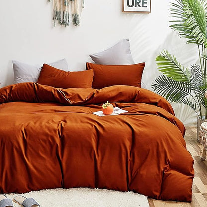 KAREVER Burnt Orange Comforter Queen Rust Bedding Set Reddish Caramel Color Terracotta Comforter 3 Pieces Women Lightweight Burnt Orange Queen Blanket Bed Comforter Set Durable