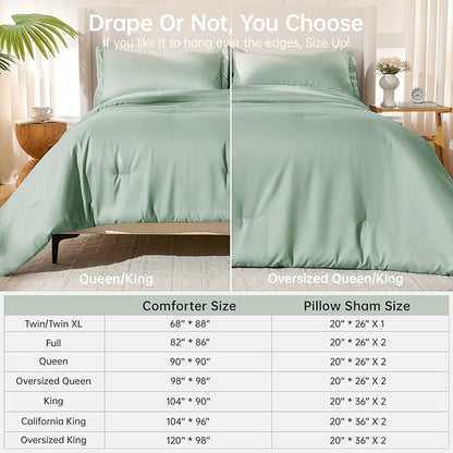 MUXHOMO Full Comforter Sets, All Season Ultra Soft Down Alternative Bedding - 3 Piece Lightweight Bed Set Includes 1 Comforter (82"x86") and 2 Pillow Shams (20"x26"), Sage Green