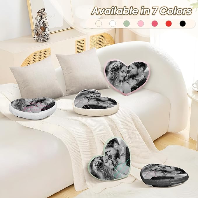 Custom Photo Pillow for Couple on Valentine's Day, Customized Gifts for Girlfriend, Personalized Romantic for Him Her, Picture Presents for Birthday (Pillow Insert Included)