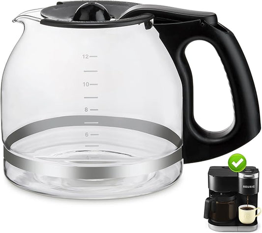 12-CUP Glass Replacement Coffee Carafe ONLY for KEURIG K-DUO Single Serve & Carafe Coffee Maker | NOT the K-Duo Essentials Model