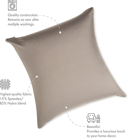 PILLOWY 16" x 16" Throw Pillow - Stone Grey: 1 PCS Luxurious Premium Microbead Pillow with 85/15 Nylon/Spandex Fabric. Forever Fluffy, Outstanding Beauty & Support. Silky, Soft & Beyond Comfortable
