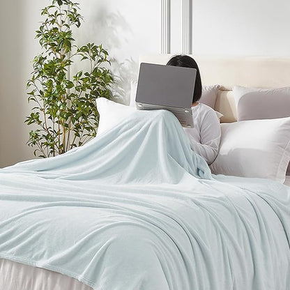 Hansleep Fleece Ice Blue King Blanket, Super Soft Flannel Fuzzy Plush Cozy Blanket for All Seasons, Ice Blue, King 90x108 Inches