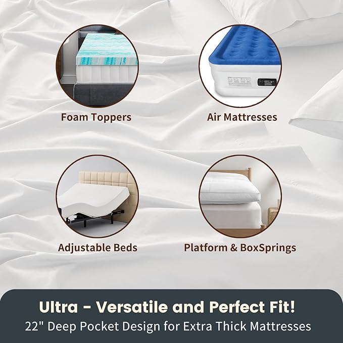 100% Linen Sheet Set Cal King Size Extra Deep Pocket Fits 18-24 Inch Mattress, Breathable & Soft, Smooth 6-Piece Set for Thick Mattresses Hotel Luxury Bedding（Cal King, Navy Grey）