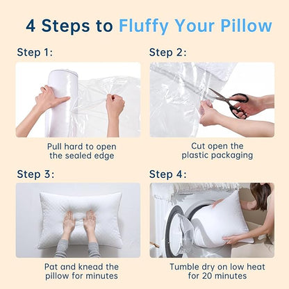 JOLLYVOGUE King Pillows 2 Pack, Oeko-Tex Certified Bed Pillows for Side, Back, and Stomach Sleepers - Medium Support Down Alternative Filling, Machine-Washable