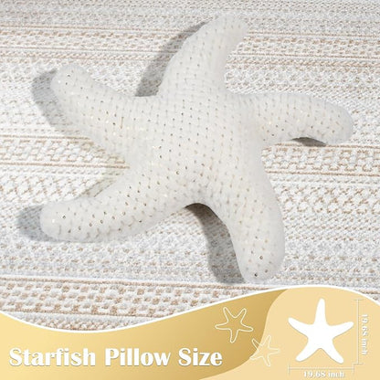 Marble Empire Starfish Pillow for Couch and Bed, Coastal Decor Throw Pillow, Ocean Beach Theme Accent Pillow for Living Room（Sequins）