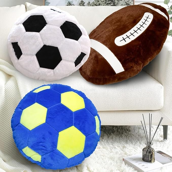 Football Pillow,Stuffed Football Throw Pillow,Cute Football Plush for Football Fans Creative Room Decor,Fluffy Durable Football Plushies Gift for Kids Party Birthday Decor(15.7 Inches)