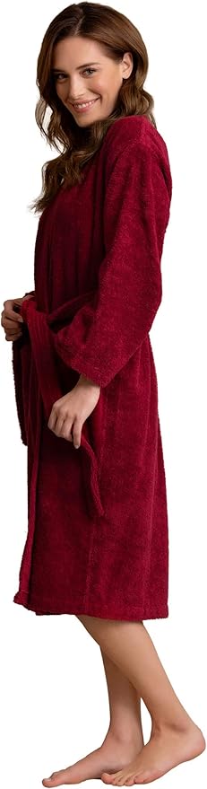 Soft Touch Linen Women's Robe Terry Cotton Cloth- Kimono Style- Thick, Breathable & Comfortable- Lightweight & Absorbent
