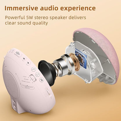 Sunrise Alarm Clock White Noise Machine: Natural Wake Up Light - Dimmable Clock with Bluetooth Speaker for Bedroom - 25 Sleep Sounds for Baby Adults Kids Sakura Pink
