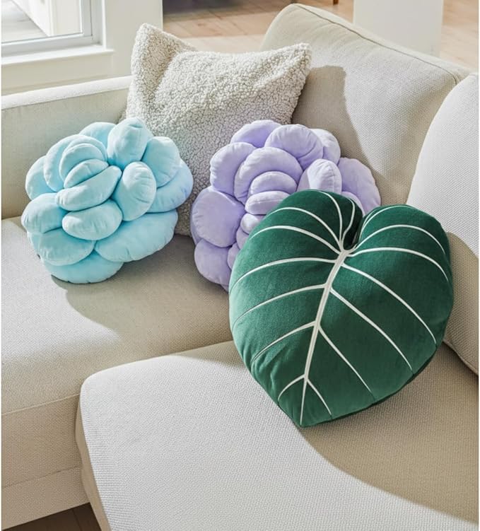 Green Philosophy Co. - Philodendron Gloriosum Leaf Pillow- Forest Green