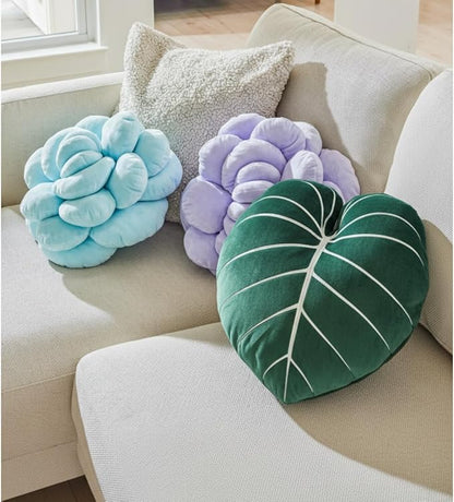Green Philosophy Co. - Philodendron Gloriosum Leaf Pillow- Forest Green