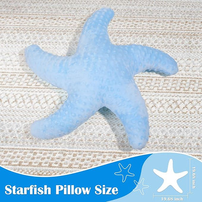 Marble Empire Starfish Pillow for Couch and Bed, Coastal Decor Throw Pillow, Ocean Beach Theme Accent Pillow for Living Room（Blue）