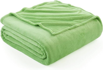 Hansleep Fleece Grass Green Throw XL Blanket, Super Soft Flannel Fuzzy Plush Cozy Blanket for All Seasons, Grass Green, Throw XL 50x70 Inches