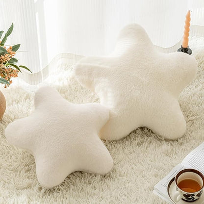 Star Pillow, Decorative Throw Pillow with Plush for Couch, Cute Decor Pillows for Bed, Aesthetic Star Shaped Pillow Fun Cushion for Sofa Living Room (Ivory White, 14.9 Inches)