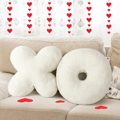 Cumule 2 Pcs Valentine's Day XO Pillow Plush White Cute Plush Soft Throw Pillows for Bedroom Living Room Plush White Cushion 14x14 Inch Cute Pillow for Cute Room Decorative Throw Pillow