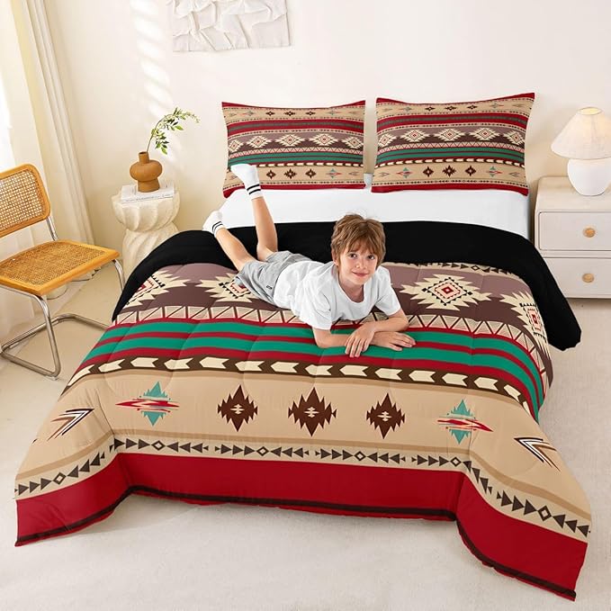 Erosebridal Western Boho Queen Comforter Set, Aztec Quilt, Ethnic Tribal Arrow Bedding Set, Southwestern Decor