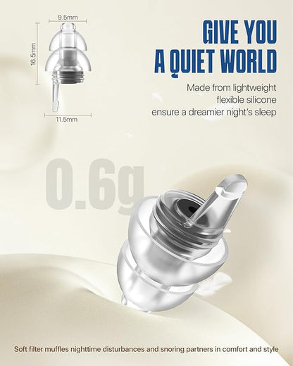 Ear Plugs for Sleeping, Comfy Reusable Earplugs for Sleep, Snoring, Deep Focus, Travel, Noise Sensitivity, Tinnitus Relief, Flexible Silicone Hearing Protection, 27dB Noise Reduction,BKGD