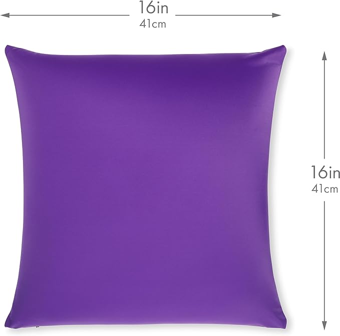 PILLOWY 16" x 16" Throw Pillow - Dark Lavendar: 1 PCS Luxurious Premium Microbead Pillow With 85/15 Nylon/Spandex Fabric. Forever Fluffy, Outstanding Beauty & Support. Silky, Soft & Beyond Comfortable