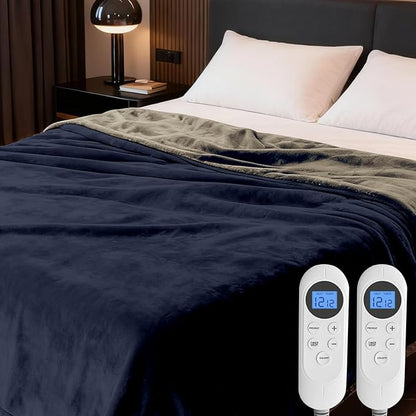 Heated Blanket Queen Size, 84"x90" Electric Heating Soft Dual-Sided Flannel Machine Washable Blanket, 12 Heat Levels & 12 Hours Auto Off, Soft Warm Flannel Blanket, Overheat Protection with ETL & FCC