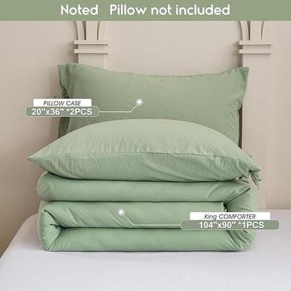 Ultra-Soft Sage Green King Comforter Set - Cozy PolyCotton Bedding Set - Comfy Fluffy Down Alternative Comforter and 2 Pillowcase - Comfortable Lightweight but Warm Bed Blanket All Season Use