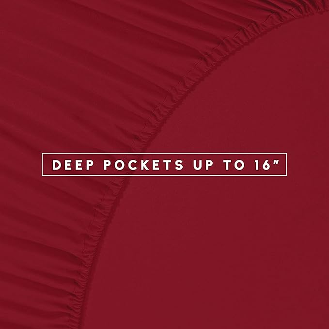 Elegant Comfort 8-Piece Pinch Pleated Comforter Set - All Season Complete Bed in a Bag, Includes 4pc Smart Sheet Set, Bed Skirt, Comforter, Matching Pillowcases and Shams, Twin/Twin XL, Wine Red