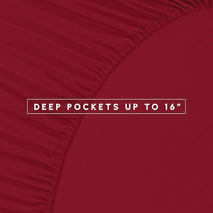 Elegant Comfort 8-Piece Pinch Pleated Comforter Set - All Season Complete Bed in a Bag, Includes 4pc Smart Sheet Set, Bed Skirt, Comforter, Matching Pillowcases and Shams, Twin/Twin XL, Wine Red