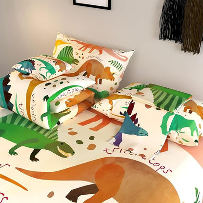 6 Pieces Dinosaur Comforter Sets,3D Pattern Brown Color,Decorative 6 Piece Bedding Sets with Comforter,Flat Sheet,Fitted Sheet,Throw Pillow Cover,Pillow Shams,Queen Size