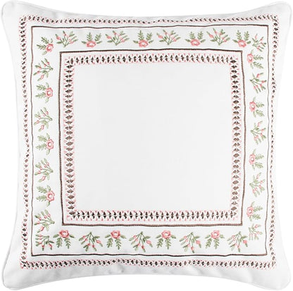 Levtex Home - Maileen Dusty Rose - Decorative Pillow (18 x 18in.) - Embroidered Floral - Pink, Green, White