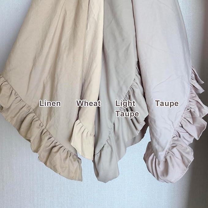 Masaca Twin Bedding Comforter Set with Ruffles,Shabby Boho Chic Taupe Farmhouse Comforter 3 Pieces (1 Kids Ruffled Comforter+2 Pillowcases) Ultra Soft Vintage French Country Bedding Sets