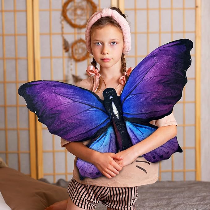 Butterfly Decorations Pillow Decorative Throw-Pillow Stuffed Animal Plush Gifts for Women Decor for Room Home Garden 24.4" x 16.5"
