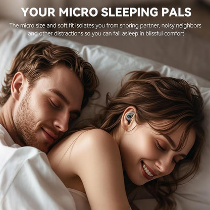 Sleepals Micro Sleep Earbuds for Side Sleepers, Sleep Headphones with Noise Reduction, Soft and Snug Fit Overnight, Slim and Light, 28hr Play with Travel Charging Case (Black)