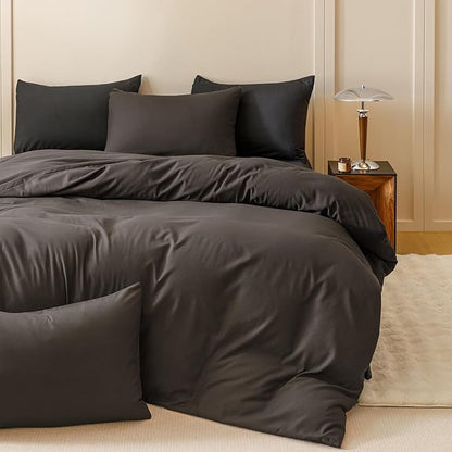 Houseri Dark Brown Comforter Set Full 3 Piece Dark Chocolate Bedding Full Size Lightweight Black Coffee Bed Set Soft Comfy Quilt Blanket Full