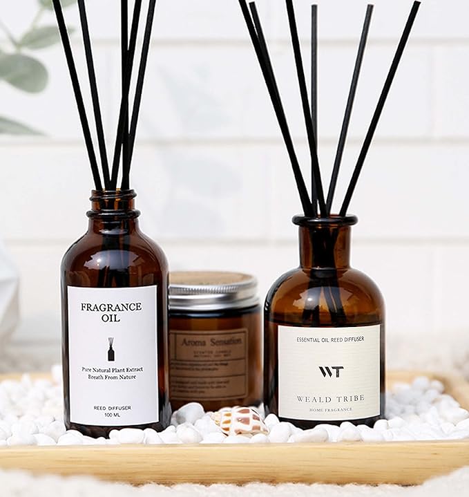 WEALD TRIBE Reed Diffuser Set for Bathroom Air Fresheners, Oil Diffuser Sticks | Fresh Linen Scent 4.0 fl oz Home Fragrance with Sticks Defusers | House Bedroom Office Shelf Decor