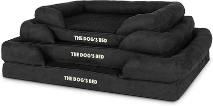 The Dog’s Bed Orthopedic Memory Foam Dog Bed with Bolsters, Plush Fabric, Black Plush, M