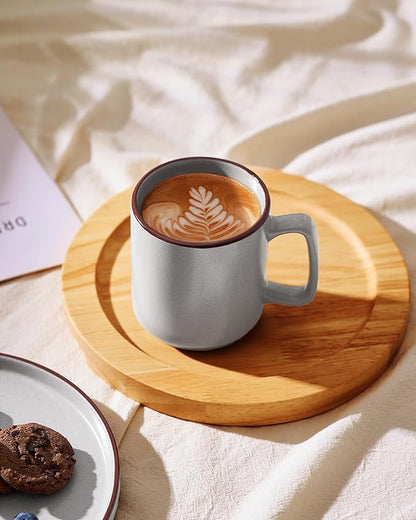 famiware Coffee Mugs Set of 4, Nebula 14oz Coffee Mugs, Ceramic Cup Set with Handle for Latte, Tea, Milk, Cappuccino, Cocoa, Light Gray (Pack of 2)