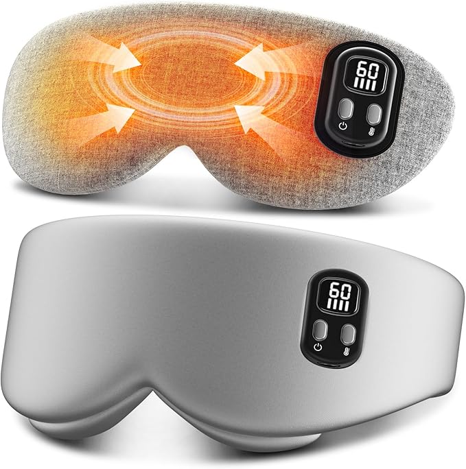 Anydance Heated Eye Mask - Cordless Eye Mask for Dry Eyes, Eye Relief, Improved Sleep, Timed Shutdown, 4 Temperature, Washable Eye Heating Pad for Travel, Removable for Cleaning - Grey
