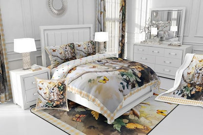 Manfei Owl Birds Kids Comforter Sets Twin,Jungle Exotic Birds Bedding Comforter Sets,Geometric Grids Quilt Sets for Boys Adult Bedroom Decor,Watercolor Butterfly Leaves Duvet Insert with 1 Pillowcase