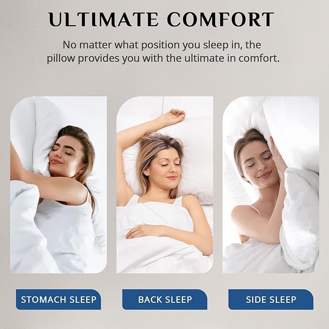 JOLLYVOGUE Pillows King Size Set of 4, Washable Supportive Bed Pillows with Super Soft Down Alternative Fill, Luxury Fluffy Hotel Quality for Side, Back, and Stomach Sleepers