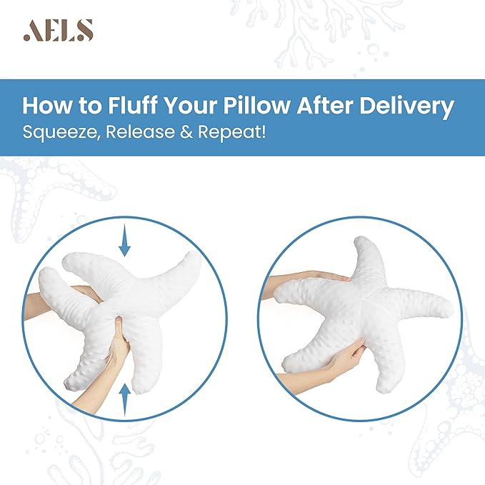 AELS Coastal Throw Pillows Set of 2, Starfish Seahors Pillows, Beach Ocean Nautical Themed Smooth Soft Minky Decorative Throw Pillows, Cute Pillow for Couch Sofa Bed Living Room Bedroom Nursery, White