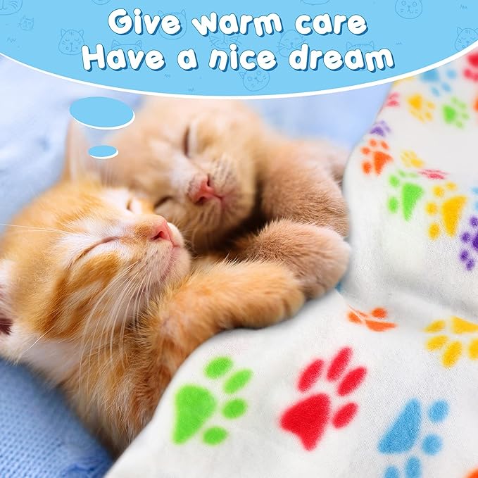 Eccliy 20 Pcs Puppy Blanket Pet Soft Fleece Dog Blankets Warm Felt Throw Sleep Mat Bed Covers for Doggie Puppy Pet Dogs Cat, 20 Styles(23.6 x 27.6 Inch,Paw)
